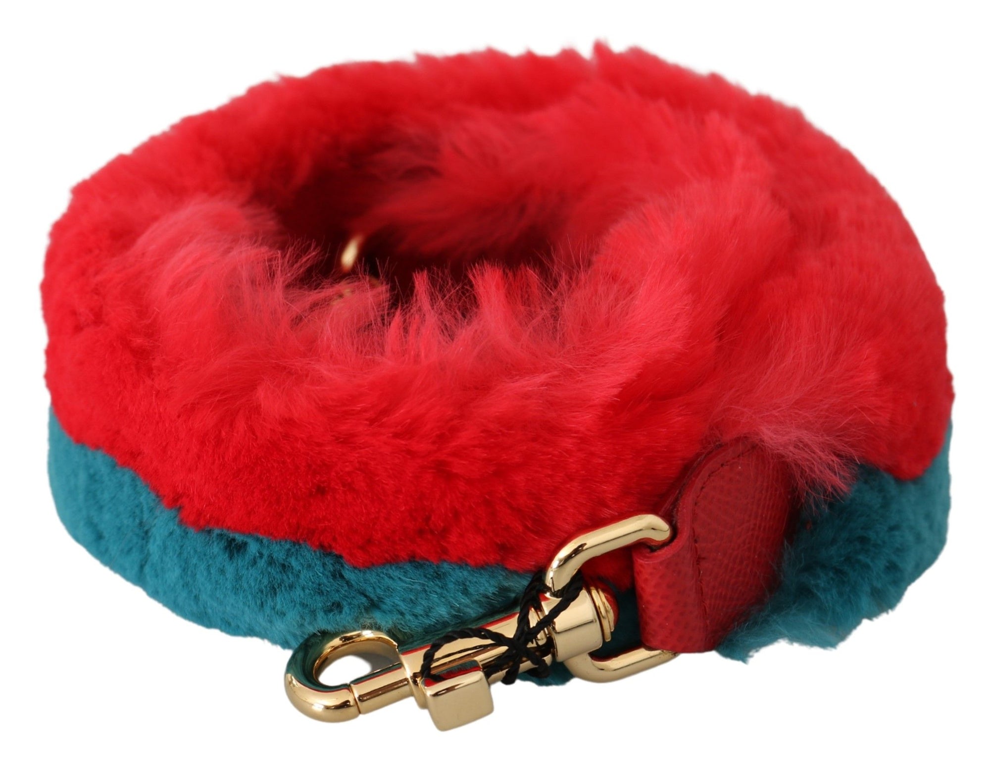 Dolce & Gabbana Red Blue Rabbit Fur Leather Shoulder Strap - Maison Luxe