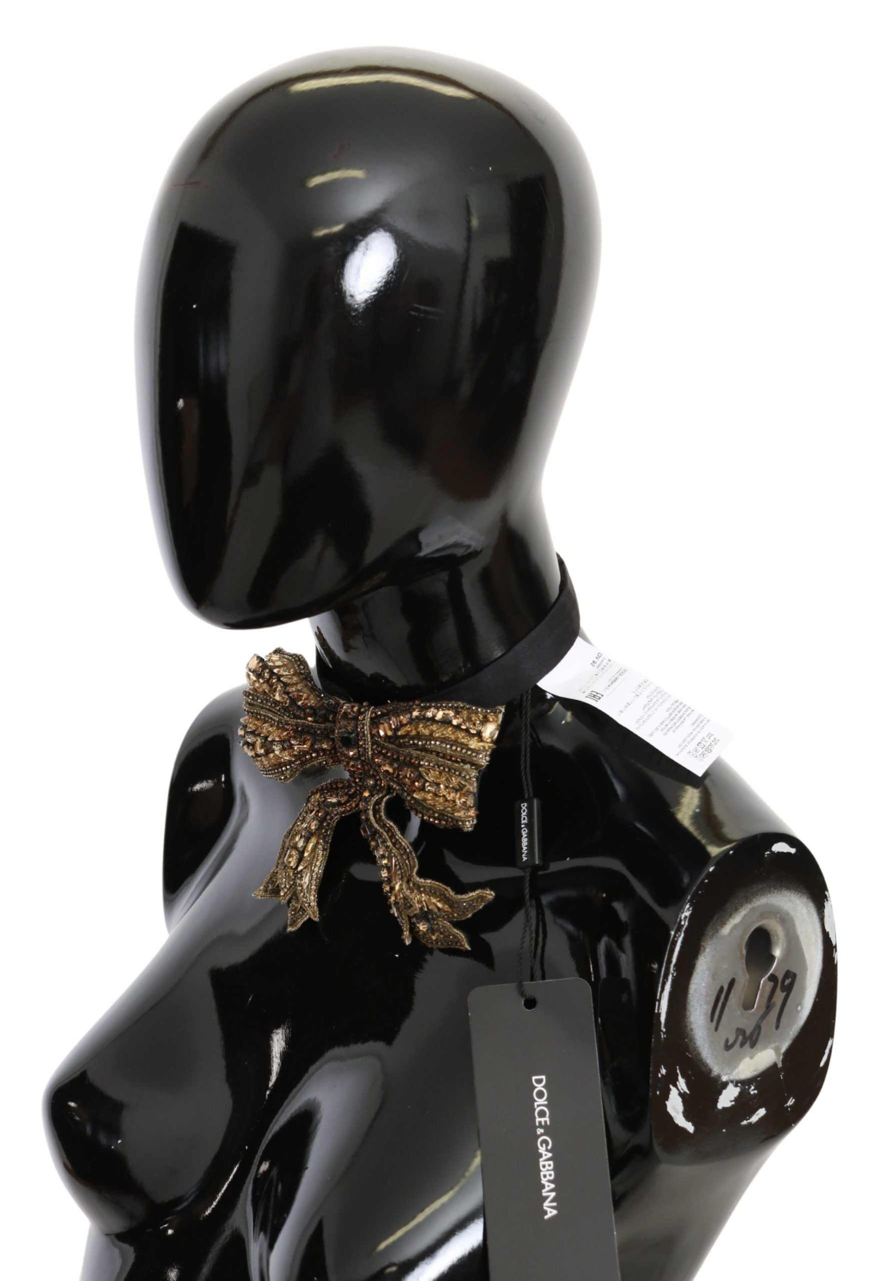Dolce & Gabbana Gold Crystal Beaded Sequined 100% Silk Catwalk Necklace - Maison Luxe