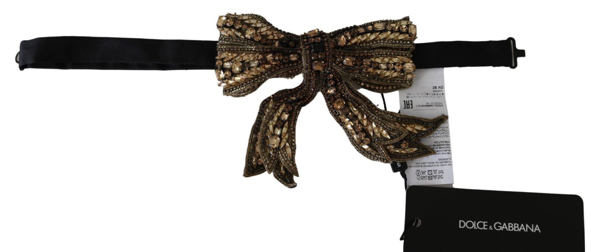 Dolce & Gabbana Gold Crystal Beaded Sequined 100% Silk Catwalk Necklace - Maison Luxe