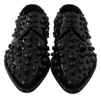 Dolce & Gabbana Black Leather Crystals Dress Broque Shoes