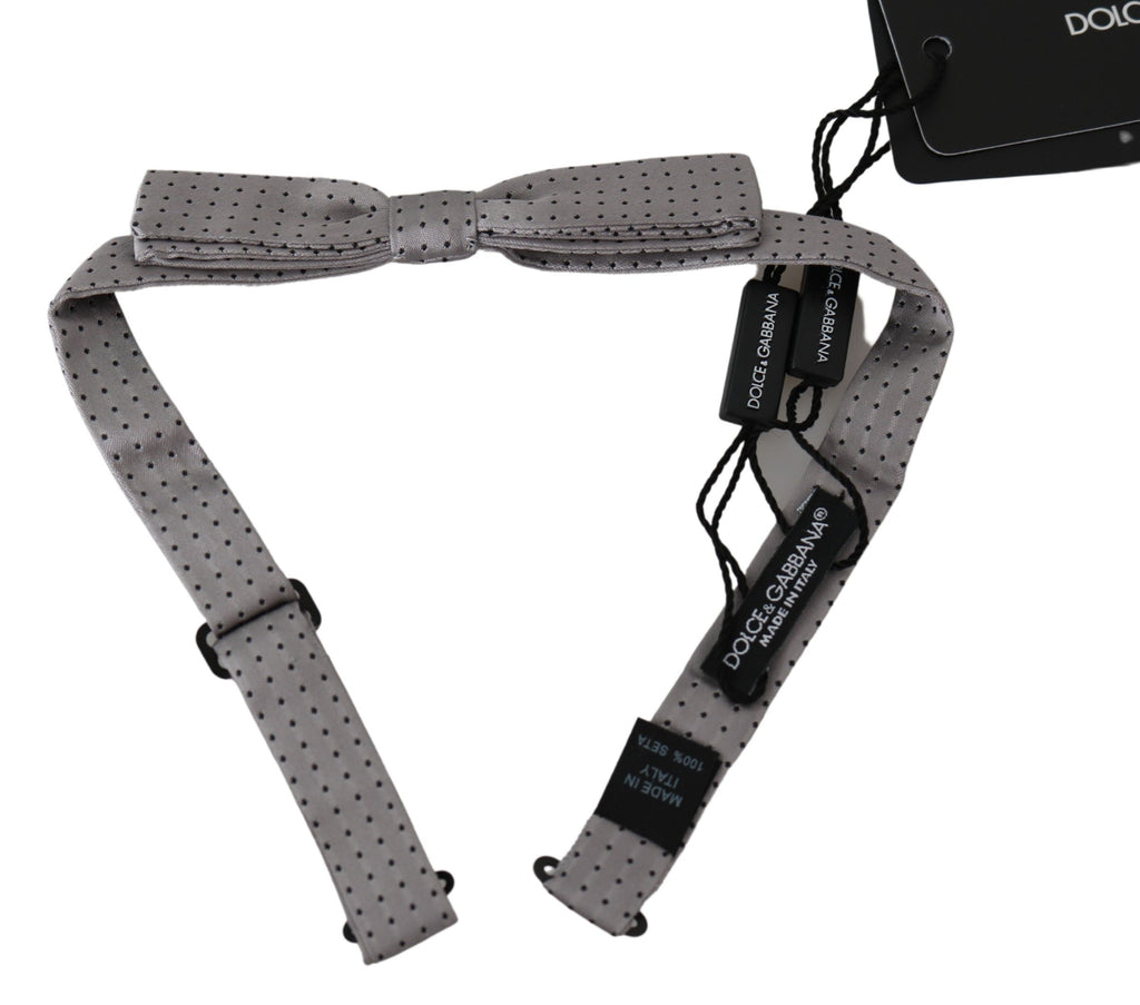 Dolce & Gabbana Gray Polka Dot Mens Necktie Papillon Bow Tie - Maison Luxe