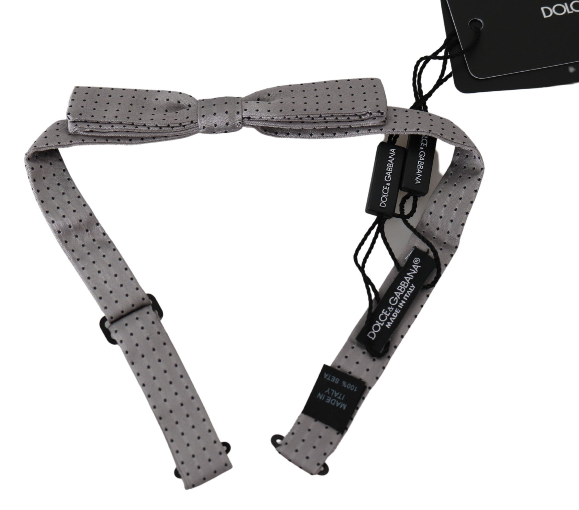 Dolce & Gabbana Gray Polka Dot Mens Necktie Papillon Bow Tie - Maison Luxe