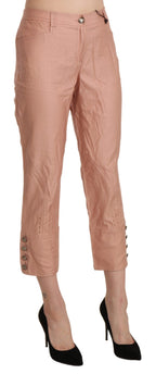 Ermanno Scervino Cotton Pink High Waist Cropped Trouser Pants