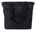 Versace Elegant Blue Nylon Tote Bag