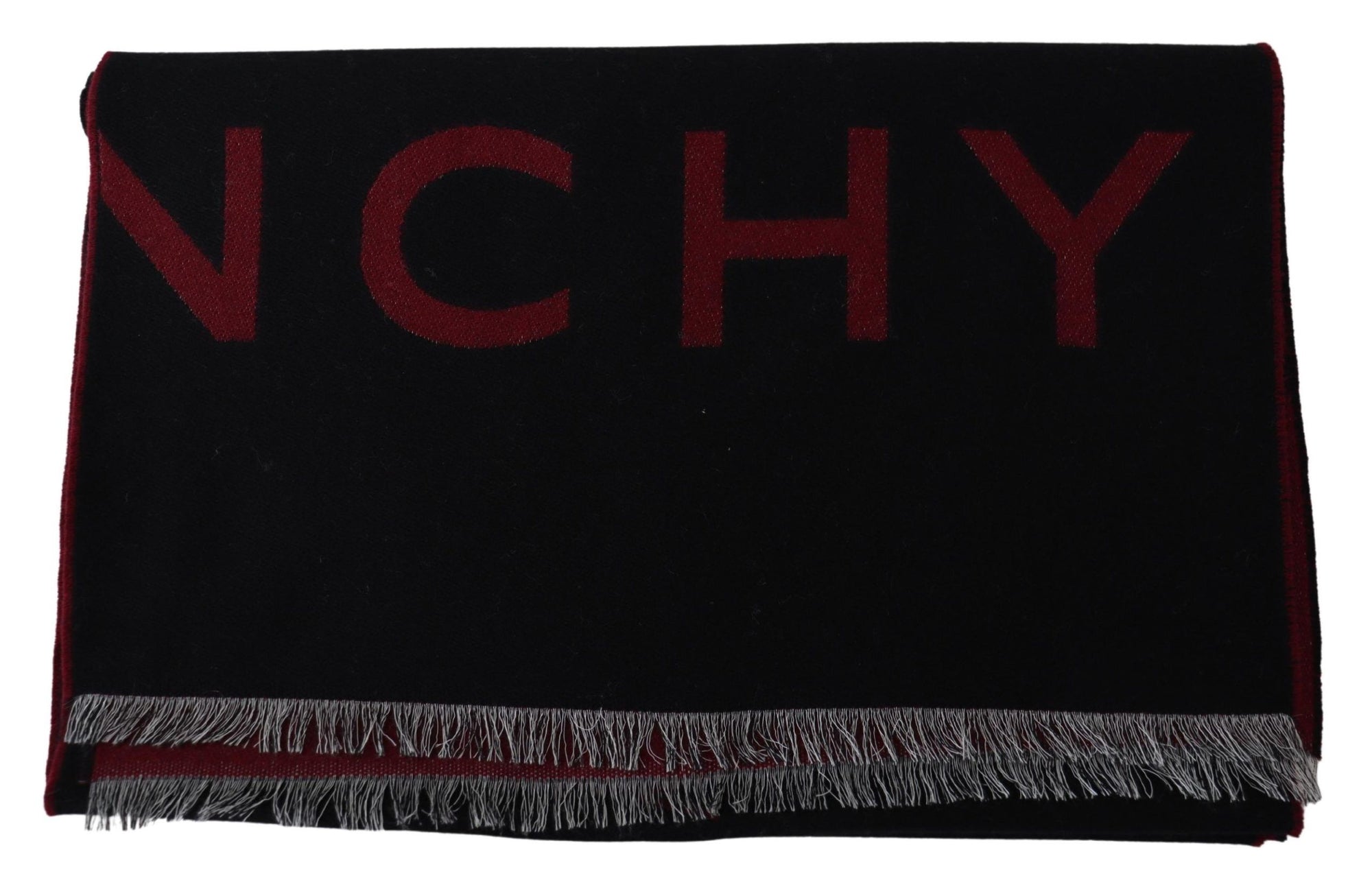 Givenchy Black Red Wool Unisex Winter Warm Wrap Scarf Shawl - Maison Luxe