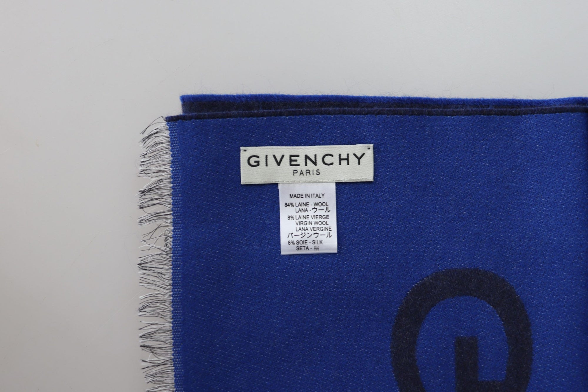 Givenchy Blue Wool Unisex Winter Warm  Scarf Wrap Shawl - Maison Luxe