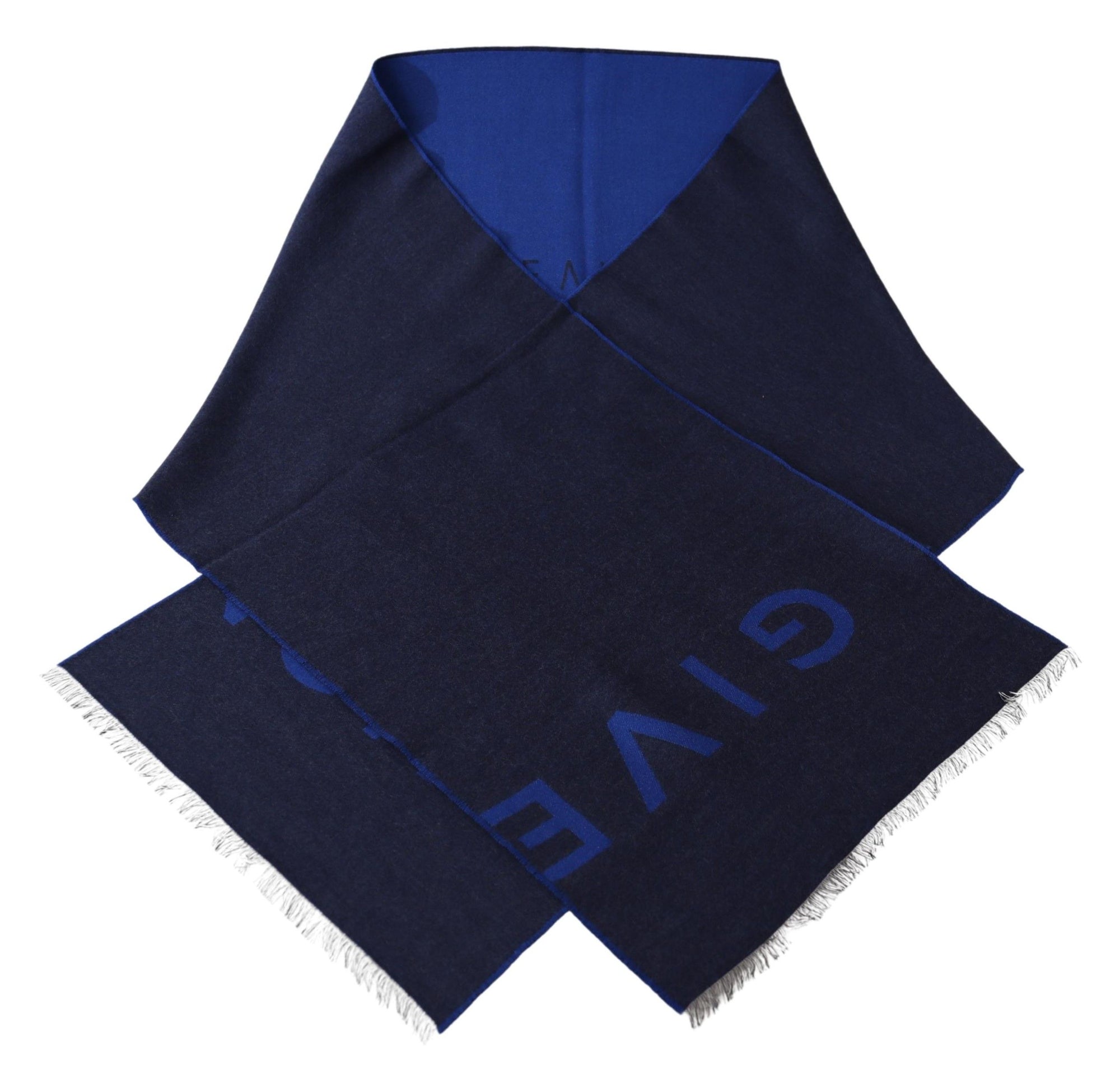 Givenchy Blue Wool Unisex Winter Warm  Scarf Wrap Shawl - Maison Luxe