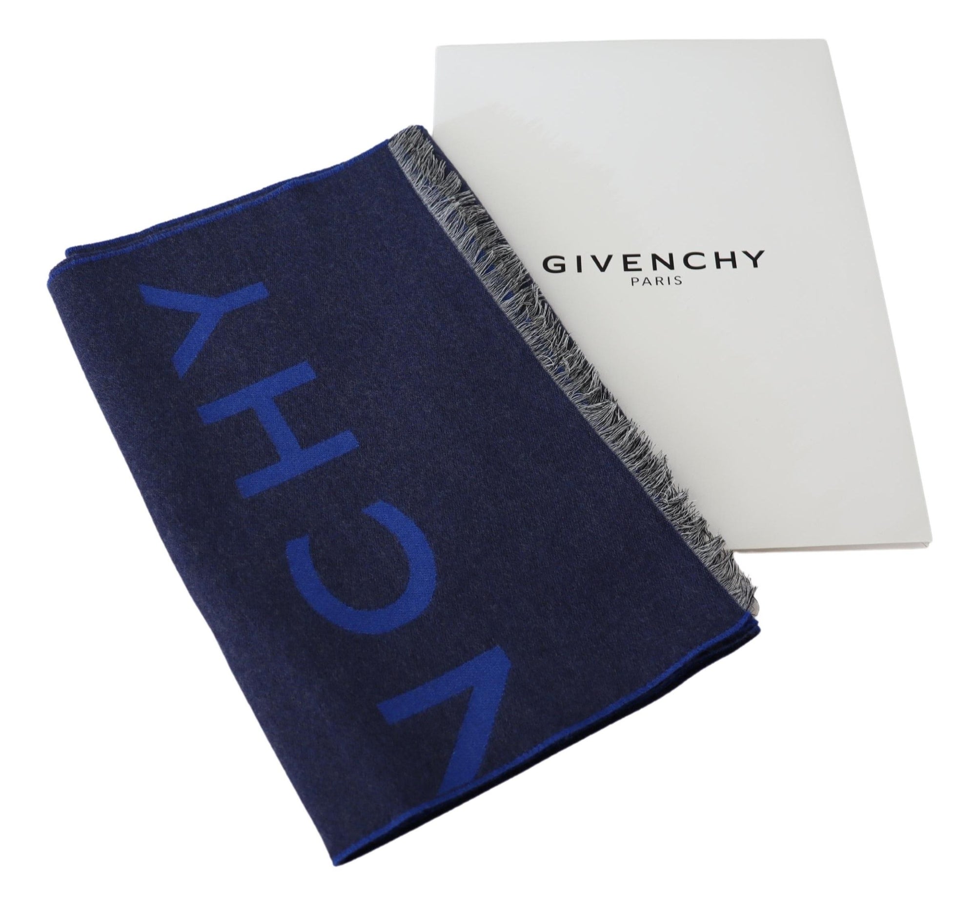 Givenchy Blue Wool Unisex Winter Warm  Scarf Wrap Shawl - Maison Luxe