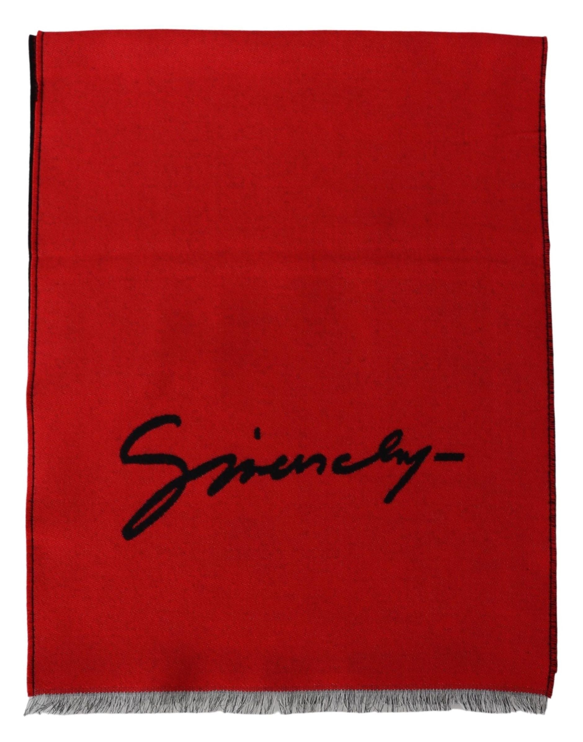 Givenchy Red Black Wool Unisex Winter Warm Scarf Wrap Shawl - Maison Luxe