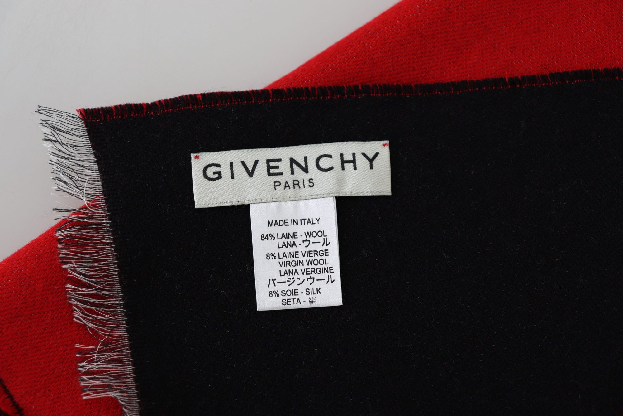 Givenchy Red Black Wool Unisex Winter Warm Scarf Wrap Shawl - Maison Luxe