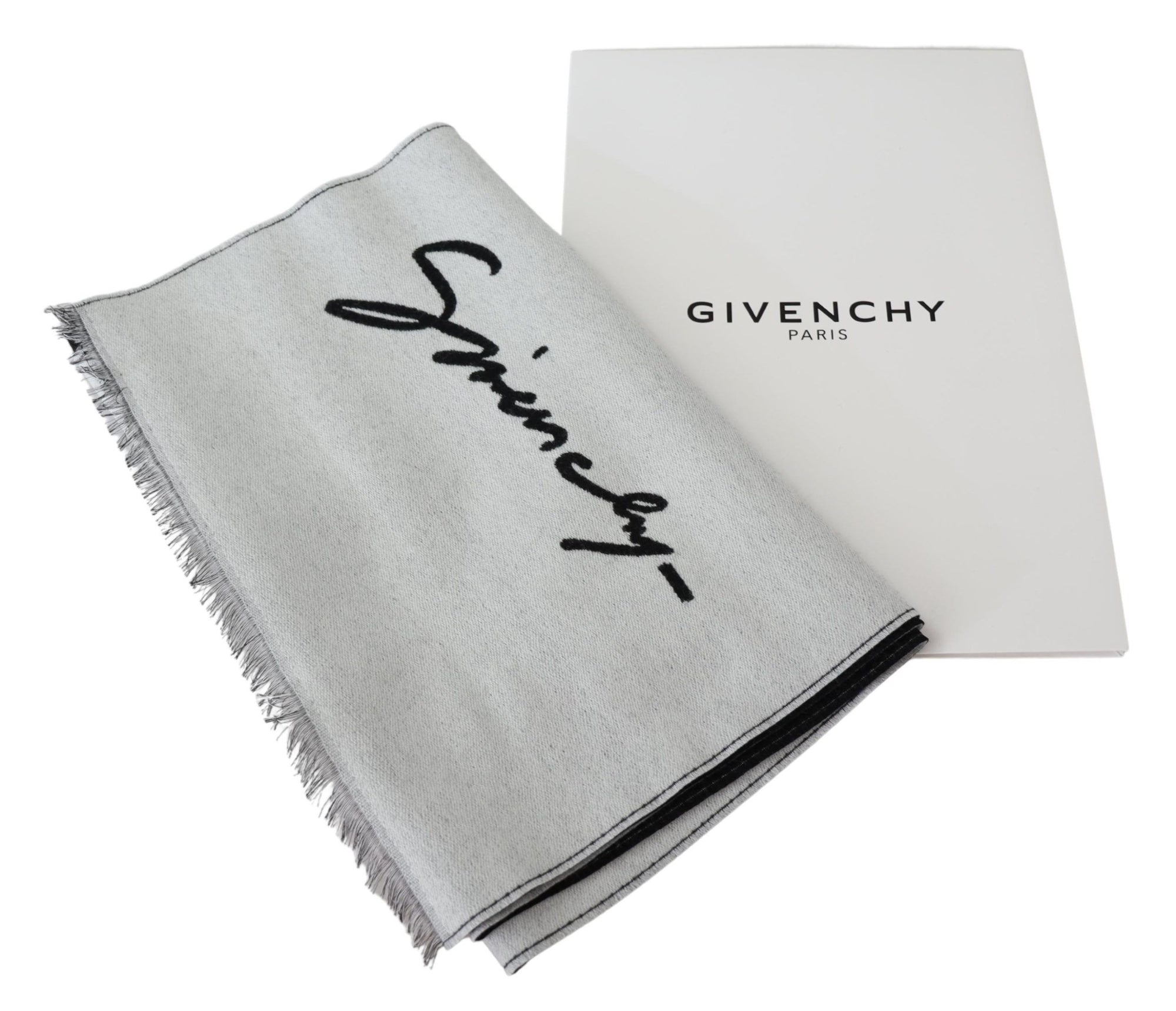 Givenchy Black White Wool Unisex Winter Warm Scarf Wrap Shawl - Maison Luxe