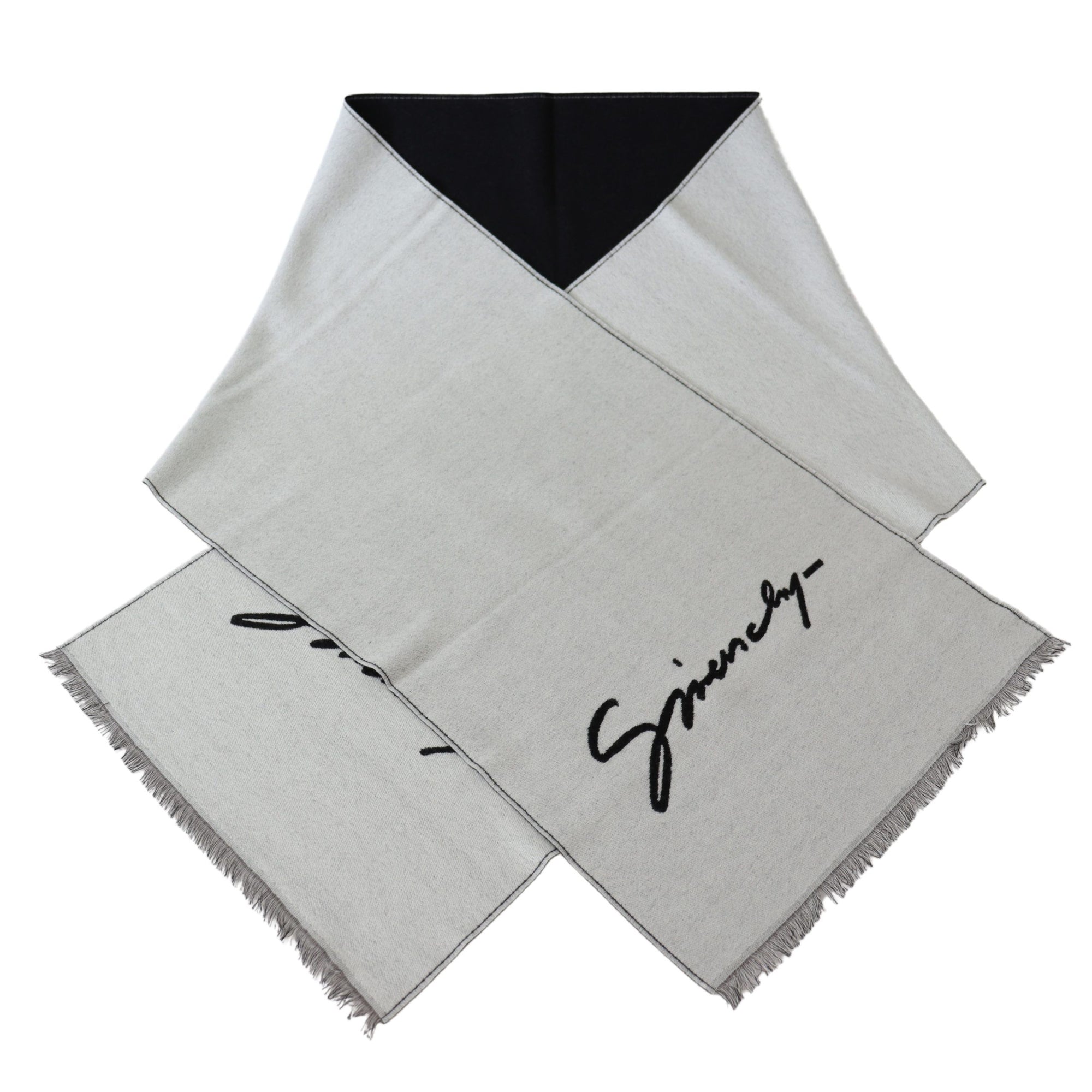 Givenchy Black White Wool Unisex Winter Warm Scarf Wrap Shawl - Maison Luxe