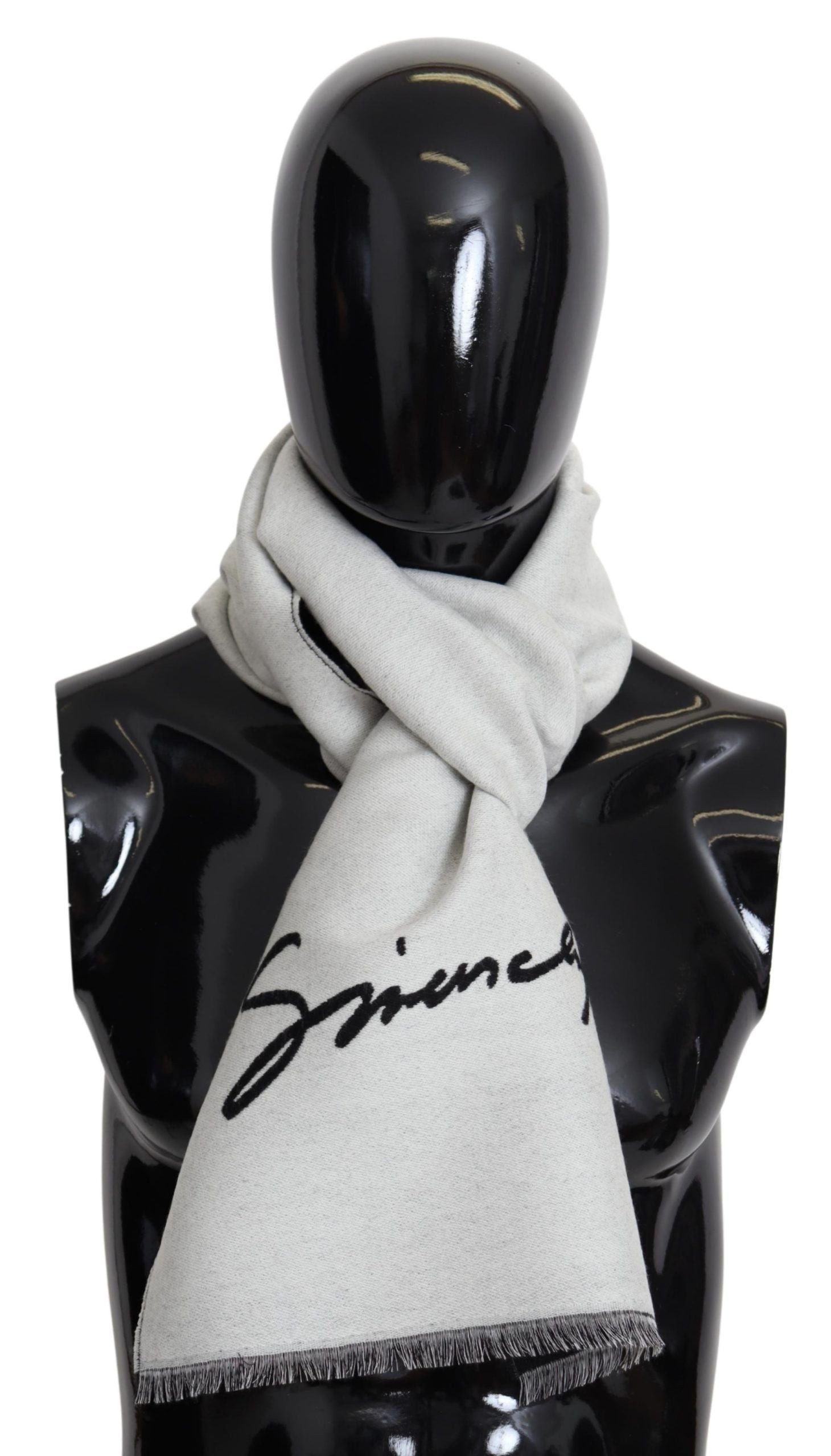 Givenchy Black White Wool Unisex Winter Warm Scarf Wrap Shawl - Maison Luxe