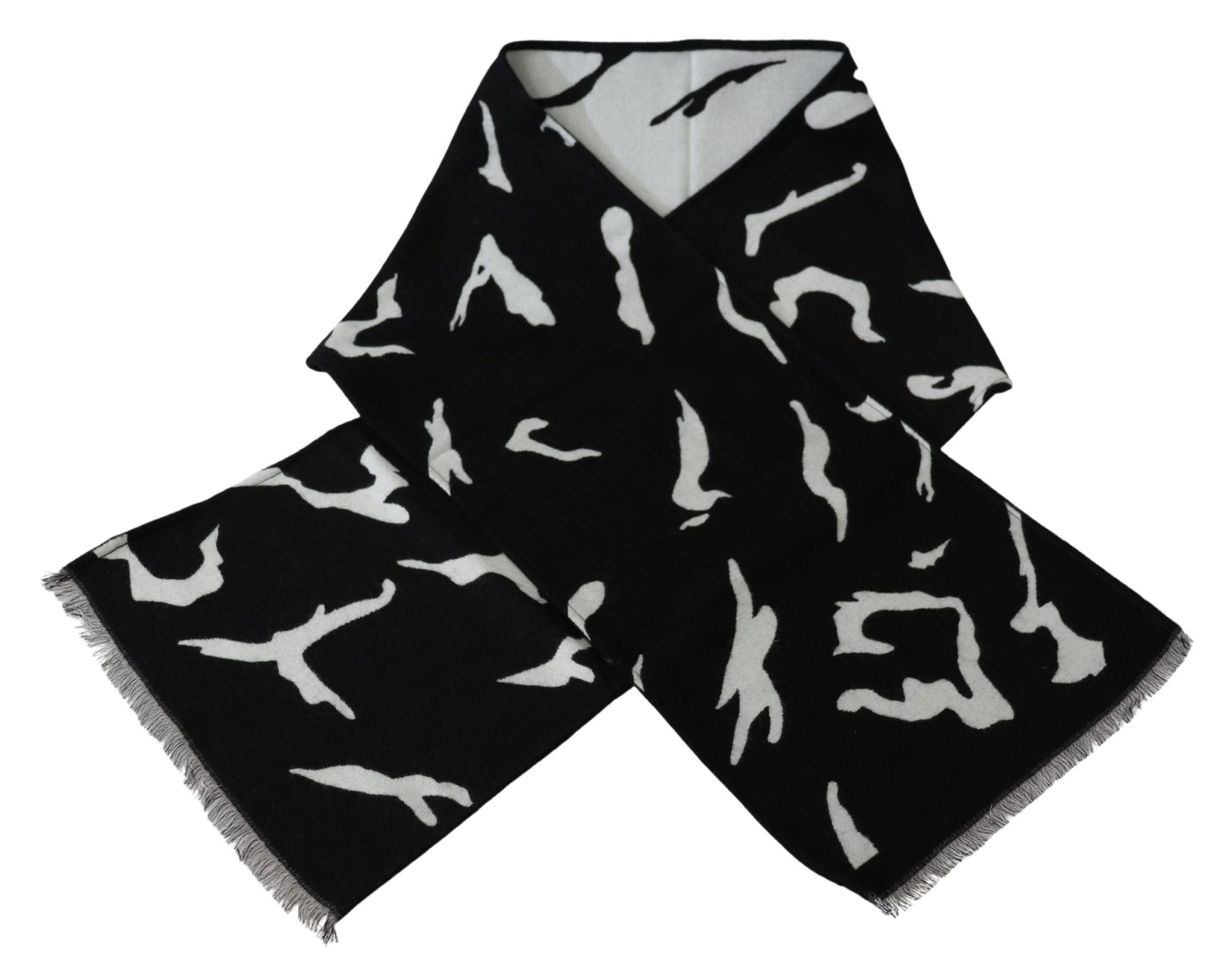 Givenchy Black White Wool Unisex Winter Warm Scarf Wrap Shawl - Maison Luxe