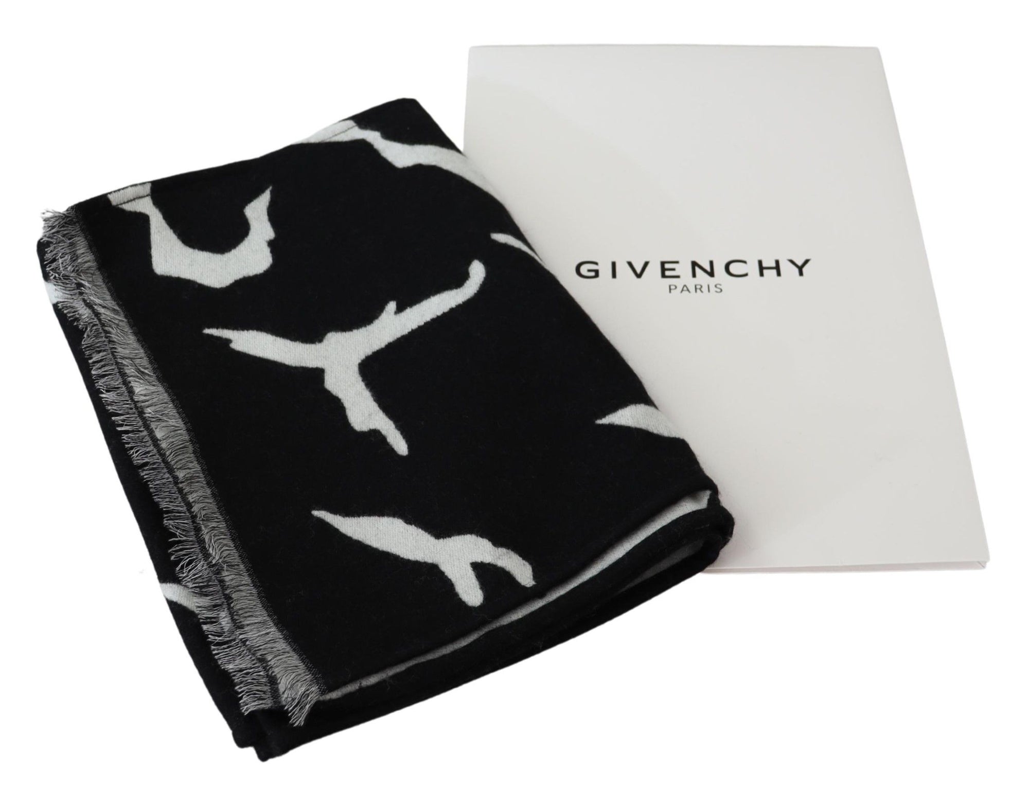 Givenchy Black White Wool Unisex Winter Warm Scarf Wrap Shawl - Maison Luxe
