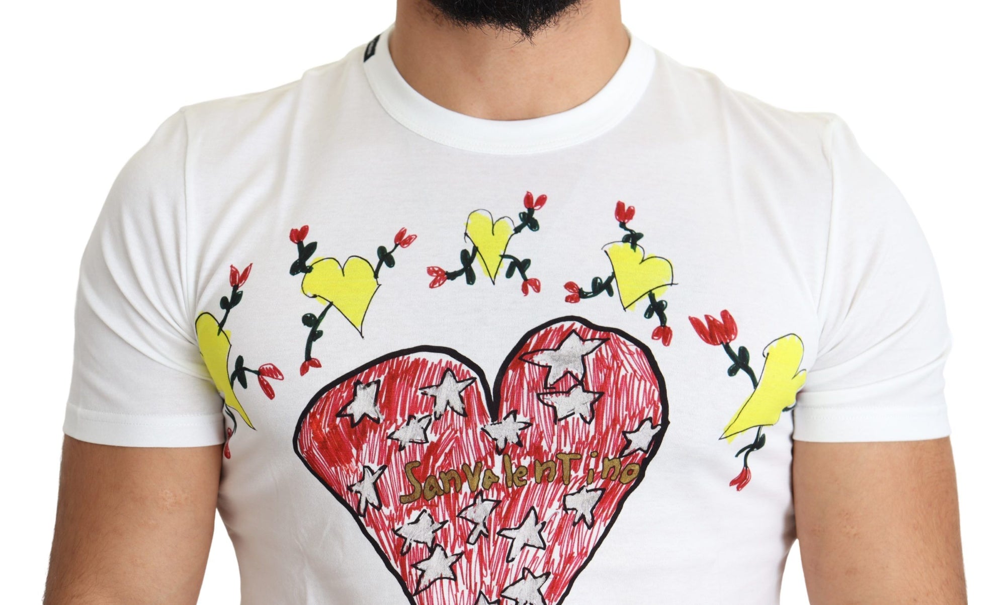 Dolce & Gabbana White Saint Valentine Print Cotton Men T-shirt