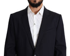 Dolce & Gabbana Black Wool Stretch Men Coat MARTINI Blazer