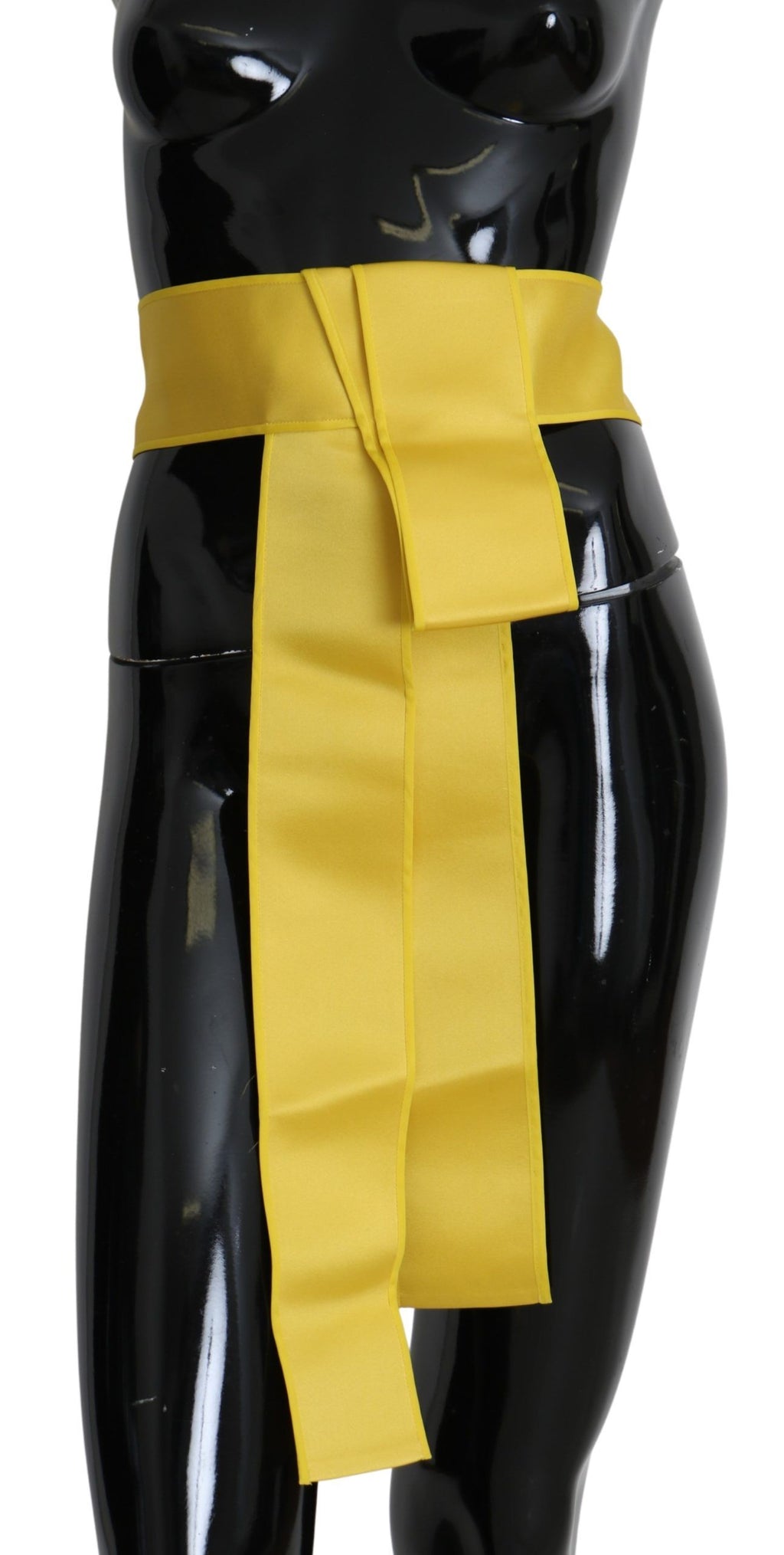 Dolce & Gabbana Yellow Wide Snap Button Closure Silk Belt - Maison Luxe