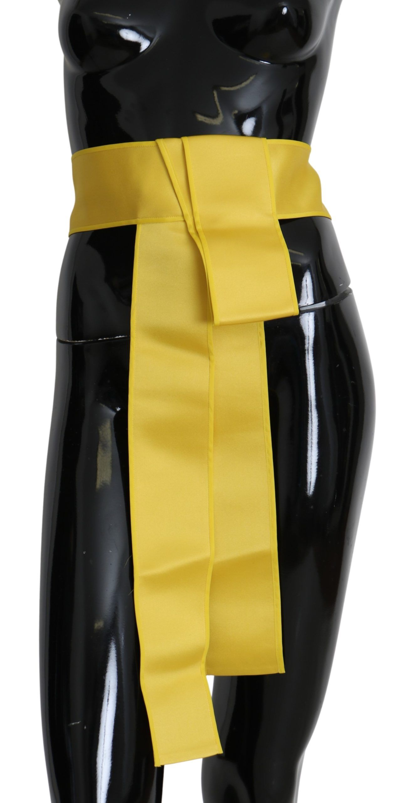 Dolce & Gabbana Yellow Wide Snap Button Closure Silk Belt - Maison Luxe