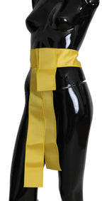 Dolce & Gabbana Yellow Wide Snap Button Closure Silk Belt - Maison Luxe