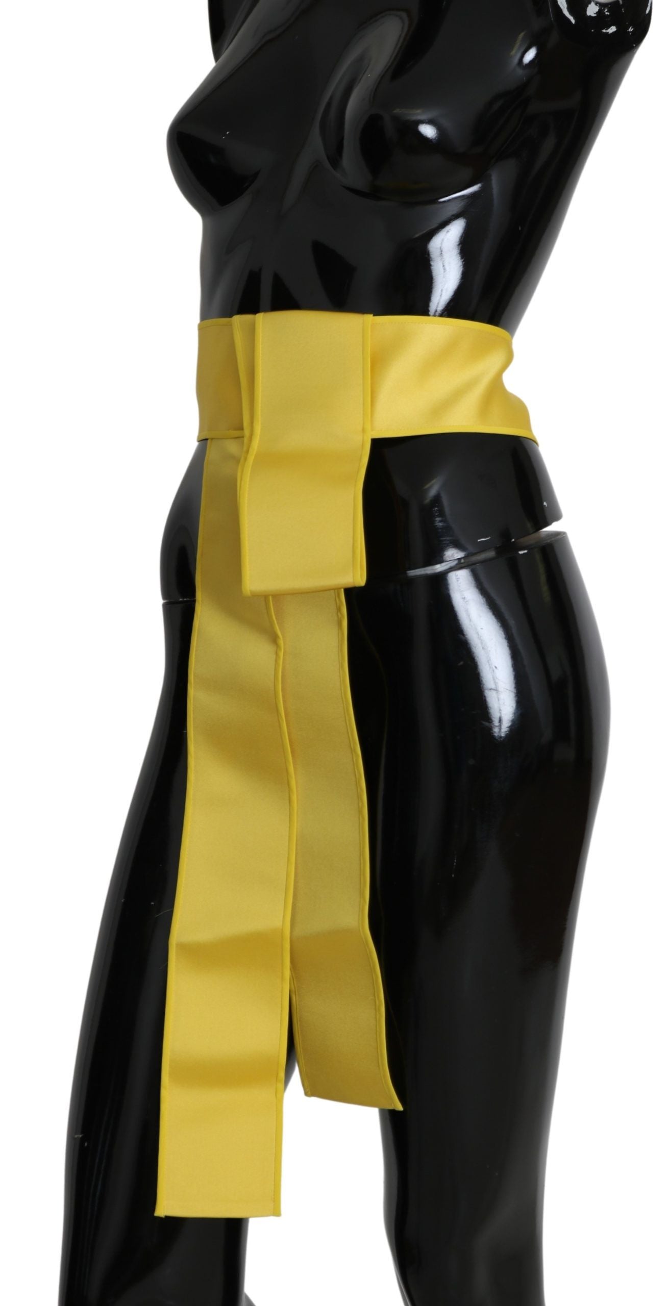 Dolce & Gabbana Yellow Wide Snap Button Closure Silk Belt - Maison Luxe