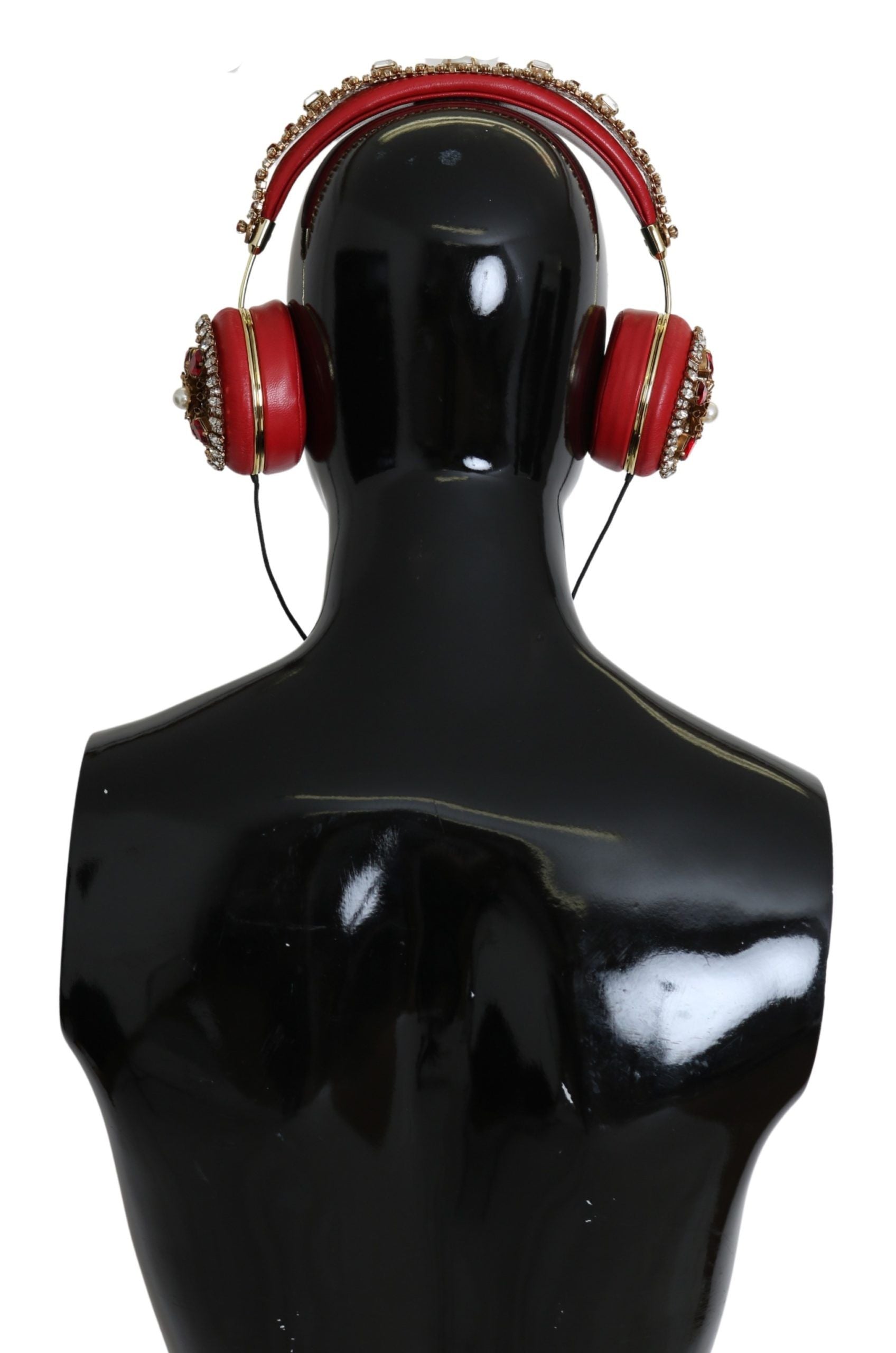 Dolce & Gabbana FRENDS Leather Red Floral Crystal Headset Headphones - Maison Luxe