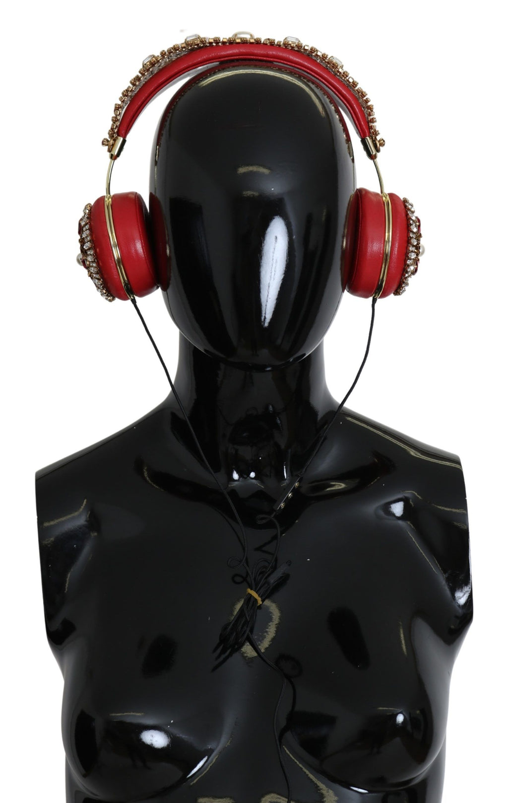 Dolce & Gabbana FRENDS Leather Red Floral Crystal Headset Headphones - Maison Luxe