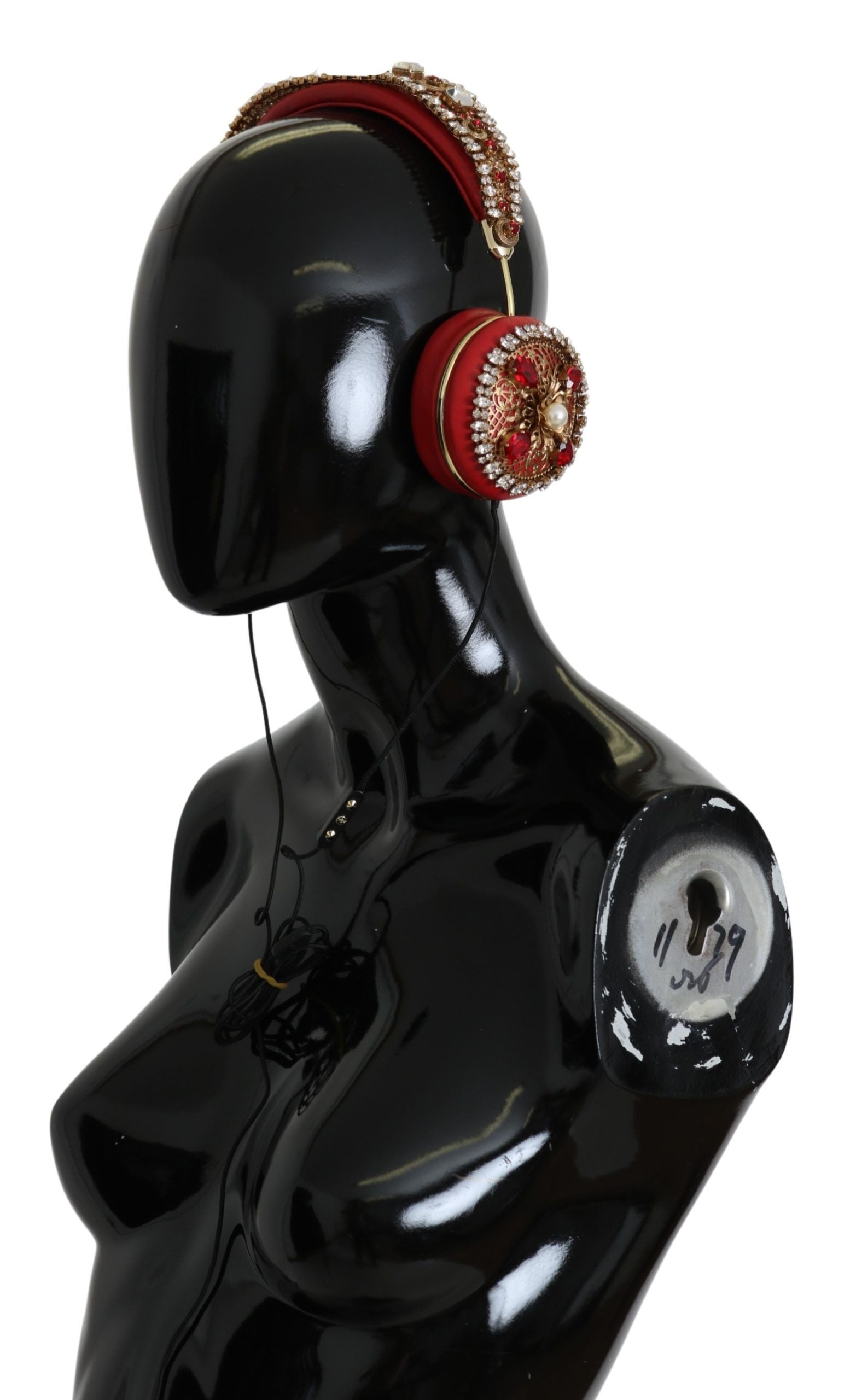 Dolce & Gabbana FRENDS Leather Red Floral Crystal Headset Headphones - Maison Luxe
