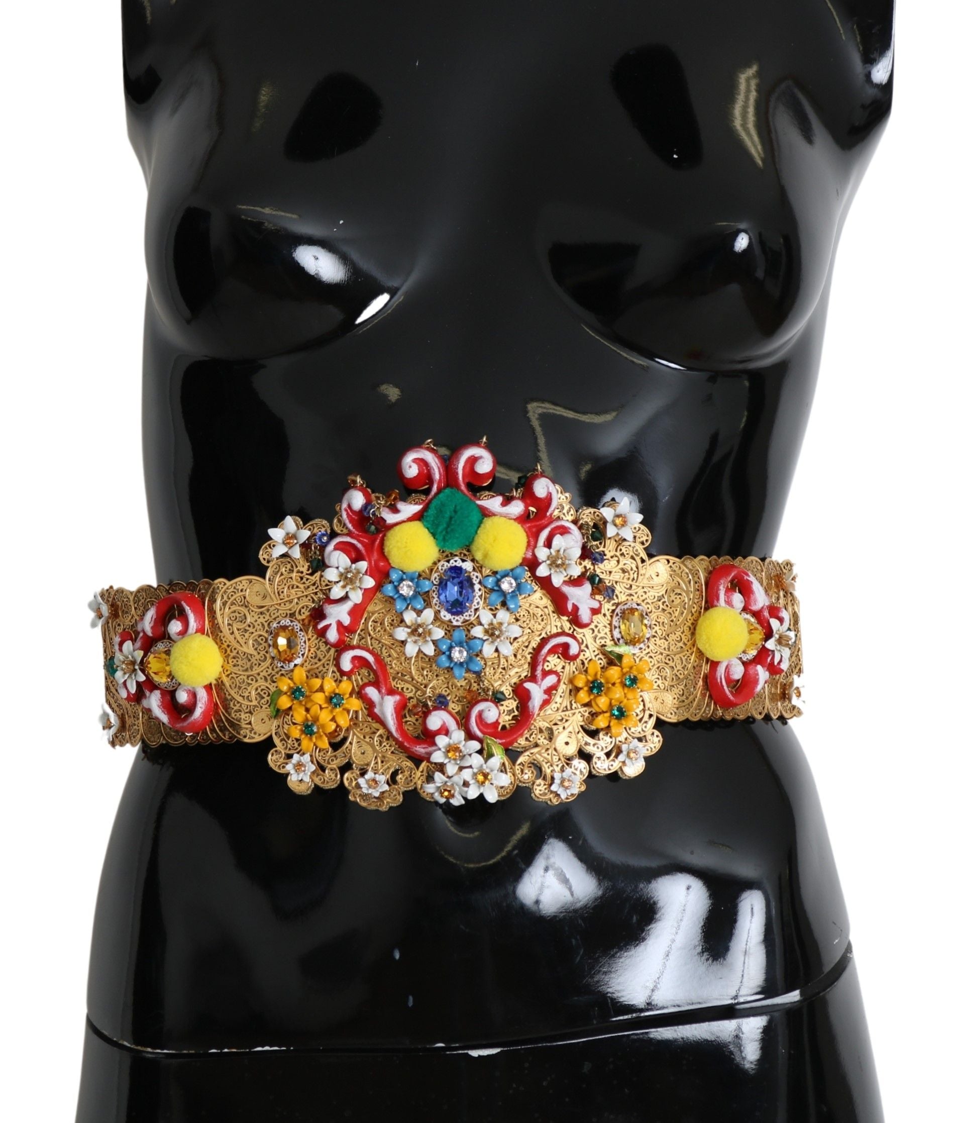 Dolce & Gabbana multicolor Embellished Floral Crystal Wide Waist Belt - Maison Luxe