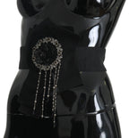 Dolce & Gabbana Black Crystal Brooch Wide Wai SATORIA Belt - Maison Luxe