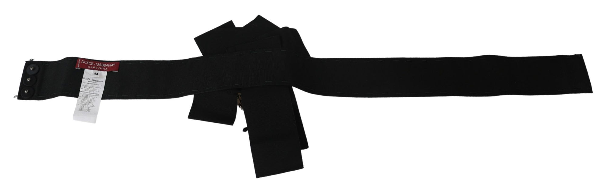 Dolce & Gabbana Black Crystal Brooch Wide Wai SATORIA Belt - Maison Luxe