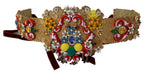 Dolce & Gabbana Embellished Floral Crystal Wide Waist Golden Belt - Maison Luxe