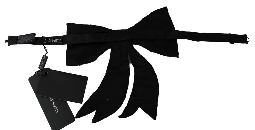 Dolce & Gabbana Silver Tone 100% Silk Crystal Embellished Women  Bowtie - Maison Luxe