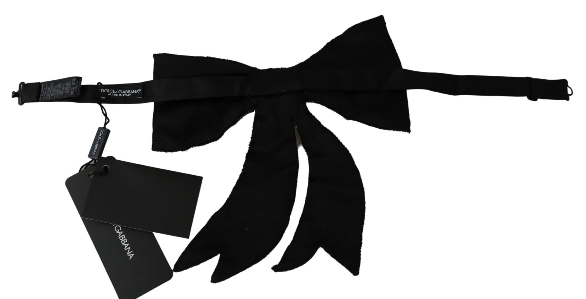 Dolce & Gabbana Silver Tone 100% Silk Crystal Embellished Women  Bowtie - Maison Luxe