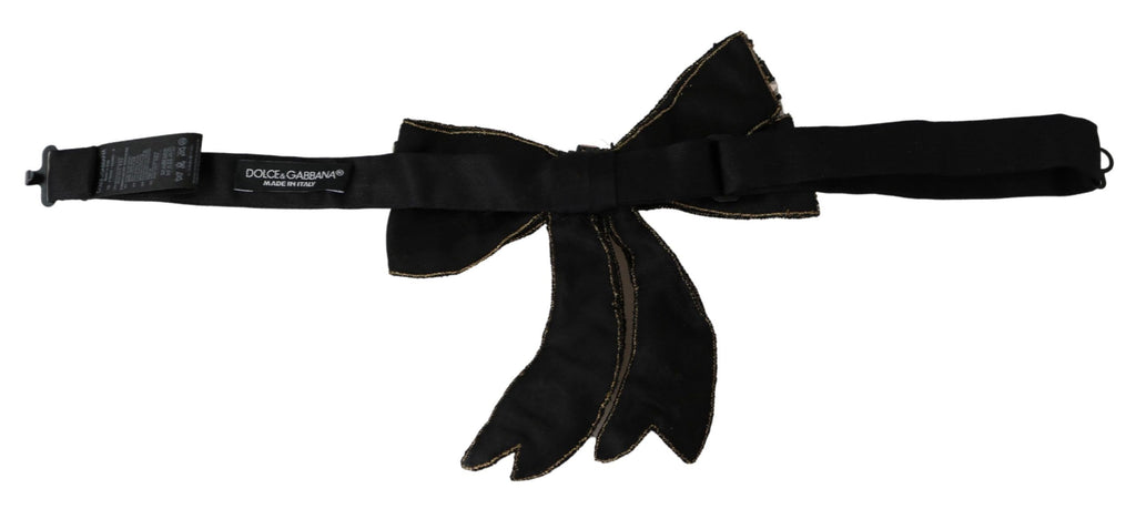 Dolce & Gabbana Gold Tone Silk Rhinestone Embellished Women Bowtie - Maison Luxe