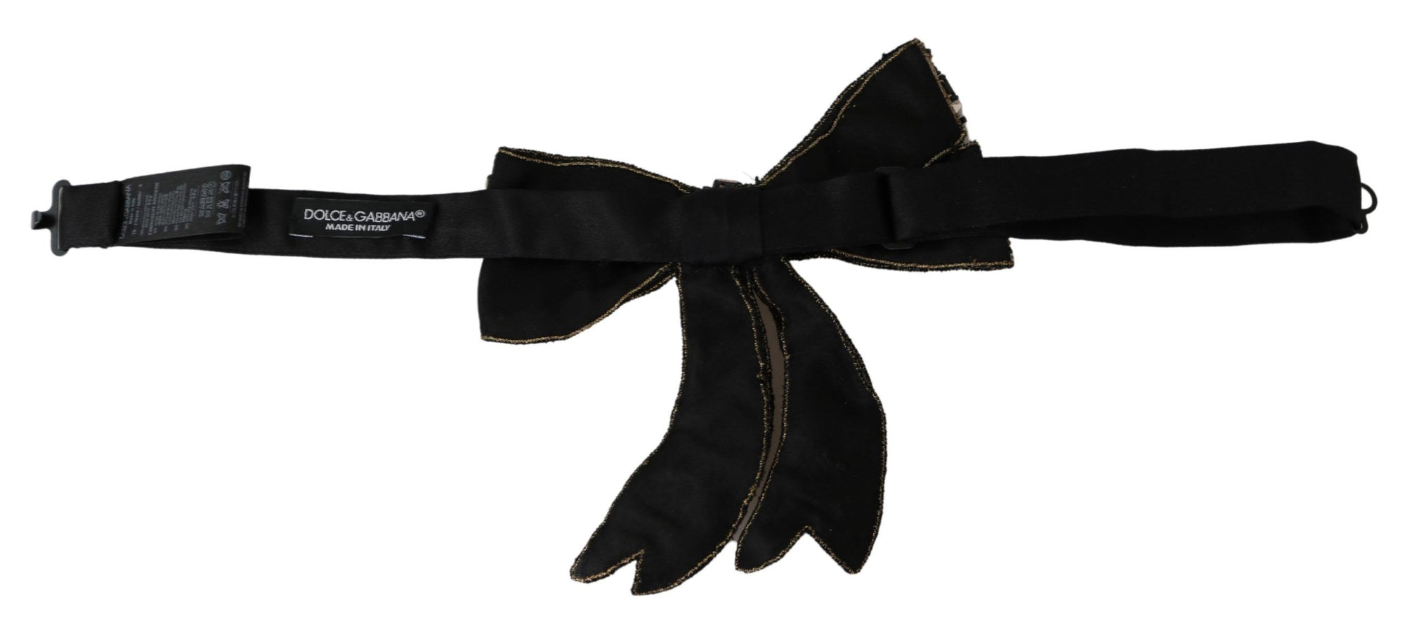 Dolce & Gabbana Gold Tone Silk Rhinestone Embellished Women Bowtie - Maison Luxe