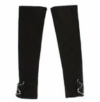 Dolce & Gabbana Black Leather Crystal Beaded Finger Free Gloves - Maison Luxe
