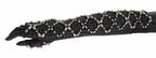 Dolce & Gabbana Black Leather Crystal Beaded Finger Free Gloves - Maison Luxe
