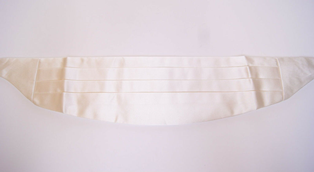 Dolce & Gabbana White Waist Tuxedo Smoking Belt Cummerbund - Maison Luxe