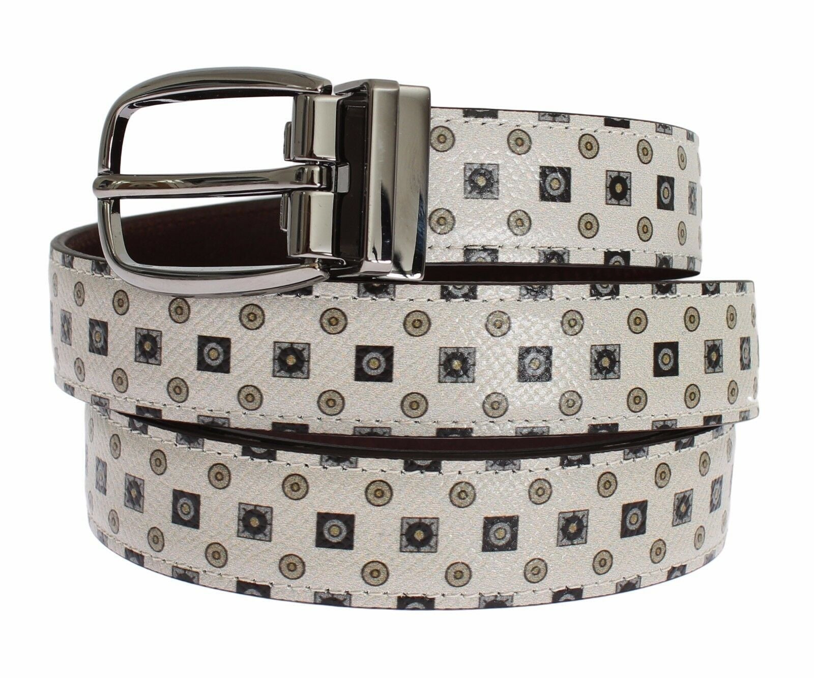Dolce & Gabbana White Silk Bowtie Leather Men Belt Gift Box - Maison Luxe