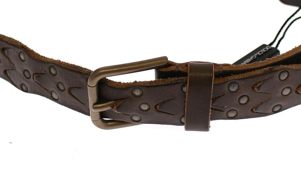 Dolce & Gabbana Brown Leather Logo Cintura Gürtel Belt - Maison Luxe