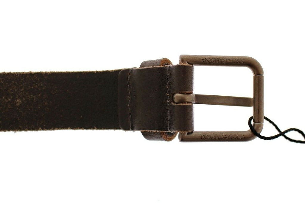 Dolce & Gabbana Brown Leather Logo Cintura Gürtel Belt - Maison Luxe