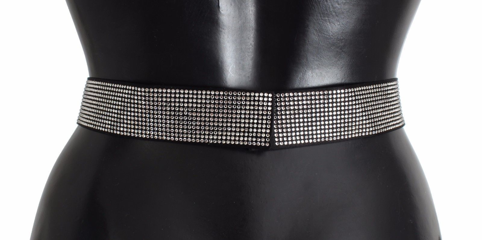 Dolce & Gabbana Black Silk Clear Crystal Bow Waist Belt - Maison Luxe