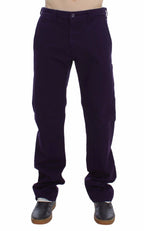 GF Ferre Purple Cotton Stretch Purple Fit  Pants