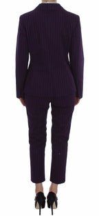 BENCIVENGA Purple Striped Stretch Coat Blazer Pants Suit