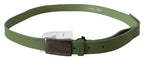 Costume National Green Leather Silver Buckle Waist Men Belt - Maison Luxe
