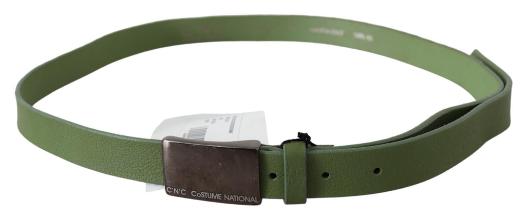 Costume National Green Leather Silver Buckle Waist Men Belt - Maison Luxe