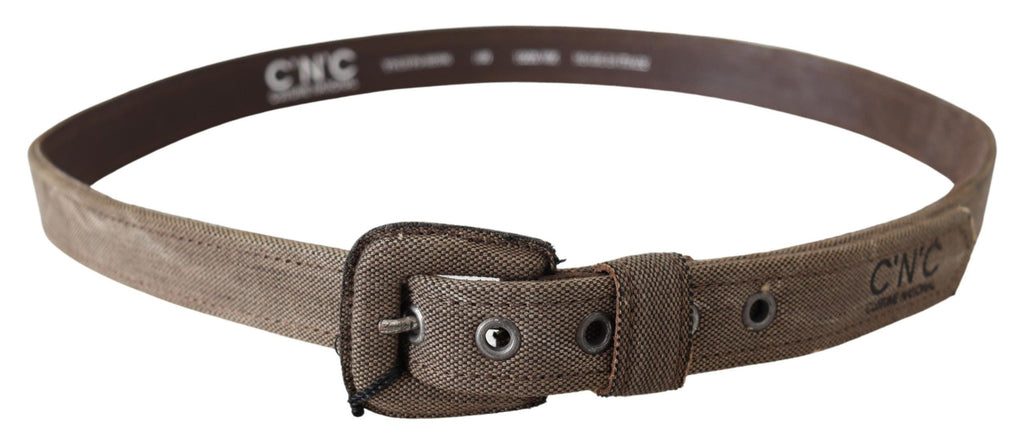 Costume National Brown Leather Logo Buckle Waist Belt - Maison Luxe