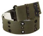 Ermanno Scervino Green 100% Cotton Rustic Bronze Buckle Belt - Maison Luxe