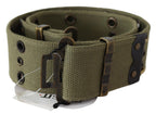 Ermanno Scervino Green 100% Cotton Rustic Bronze Buckle Belt - Maison Luxe